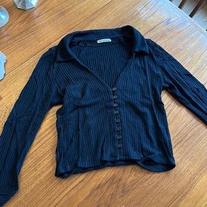 Reformation Black Ribbed Crop Top